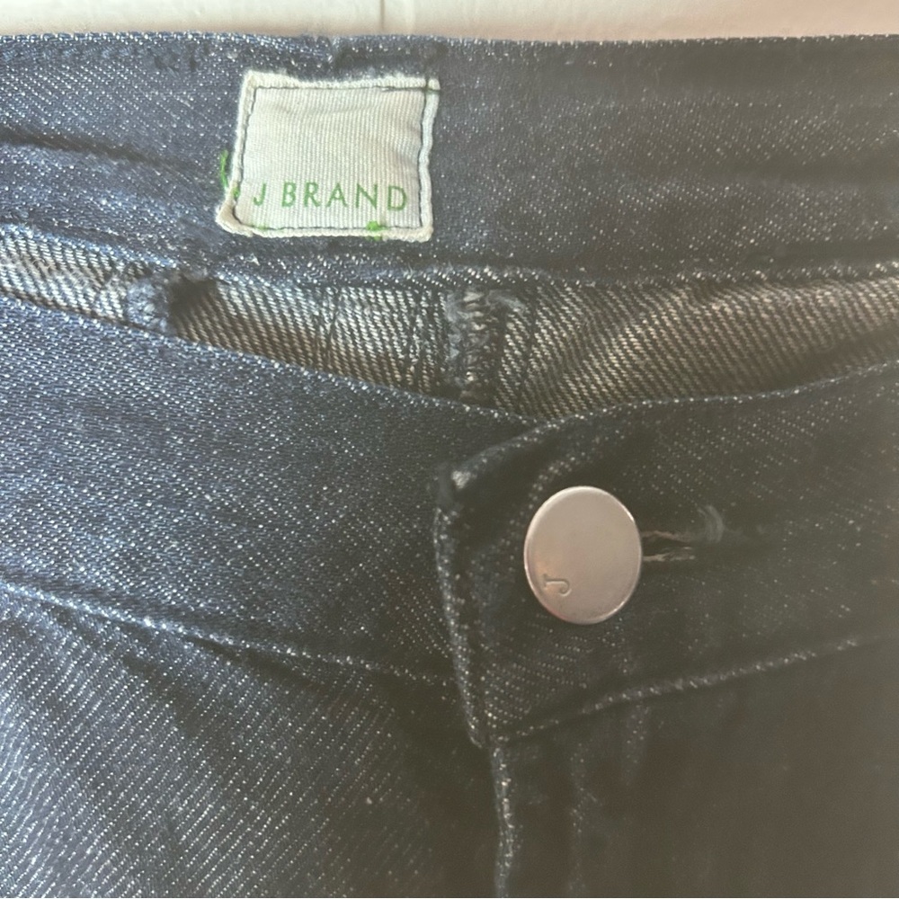 J Brand Wide Leg Flare Jeans Sz 28 Dark Wash Y2K Made in USA Cotton Linen Denim - Picture 12 of 14
